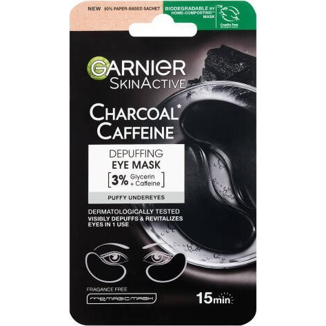 GARNIER Skin Naturals Charcoal Caffeine Depuffing Eye Mask, 5 g