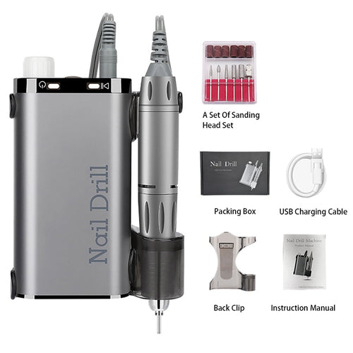 35000RPM Electric Nail Drill Rechargeable USB Nail Manicure Machine