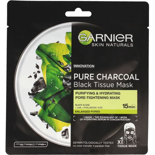 GARNIER Skin Naturals Pure Charcoal Black Sheet Mask Black Algae 28 g